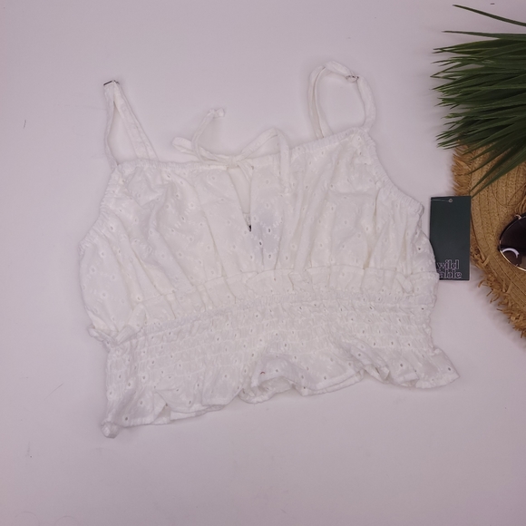 Wild Fable Tie-Front Smocked Flutter Hem Tank Top - Picture 3 of 6